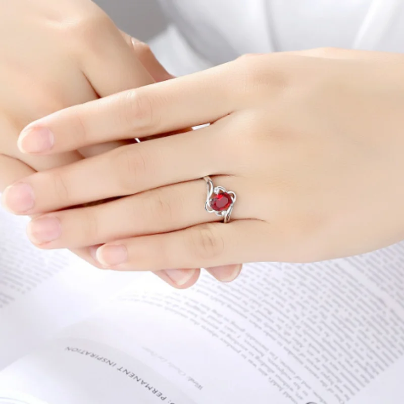 Женское кольцо с овальным Рубином Anillos Yuzuk открытое свадебное Ювелирное