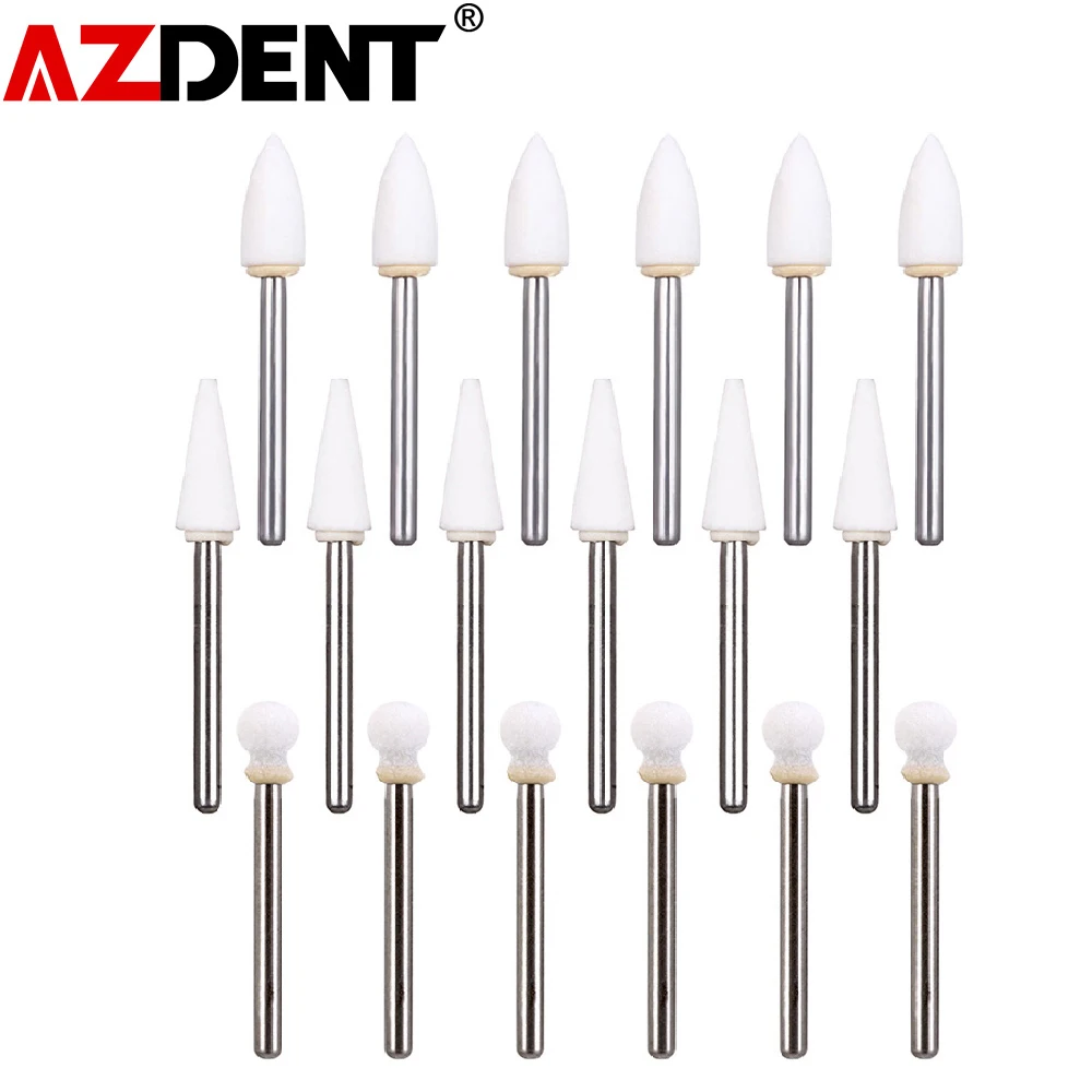 AZDENT 12Pcs/Pack Dental Polishing Stone Handpiece Burs FG Cone Flame Dentist Teeth Whiting
