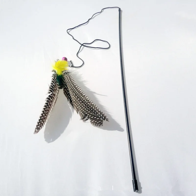 

Kitten Cat Teaser Stick Random Color Feather Head Funny Cat Wand Toys With Small Bell Interactive Playthings Pet Products