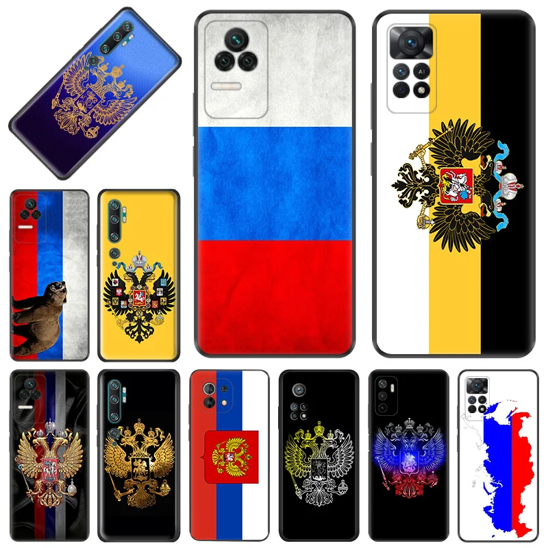 

Силиконовые черные чехлы для телефонов Xiaomi 13 Pro 12x12s Ultra 12t a2 Lite cc9 cc9e Redmi 12C K50 k60, Винтажный чехол с российским флагом