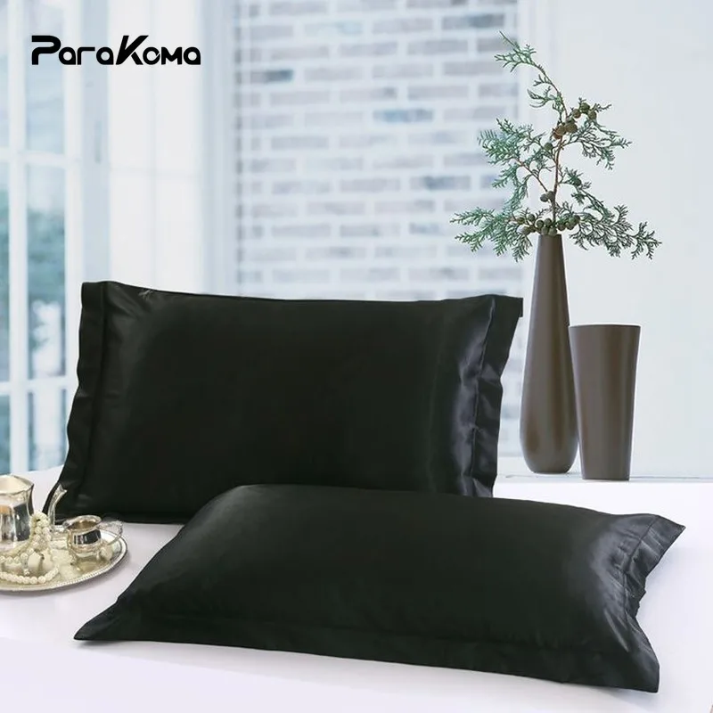 

29 Colors 2 Pieces Mulberry Silk Ice Silk Washed Pillowcase Imitation Silk Pillowcase for Hair and Skin White Black Pillowcase