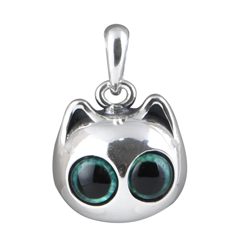 Твердый серебряный кулон с головой кошки S925 твердое серебро полировка небольшой