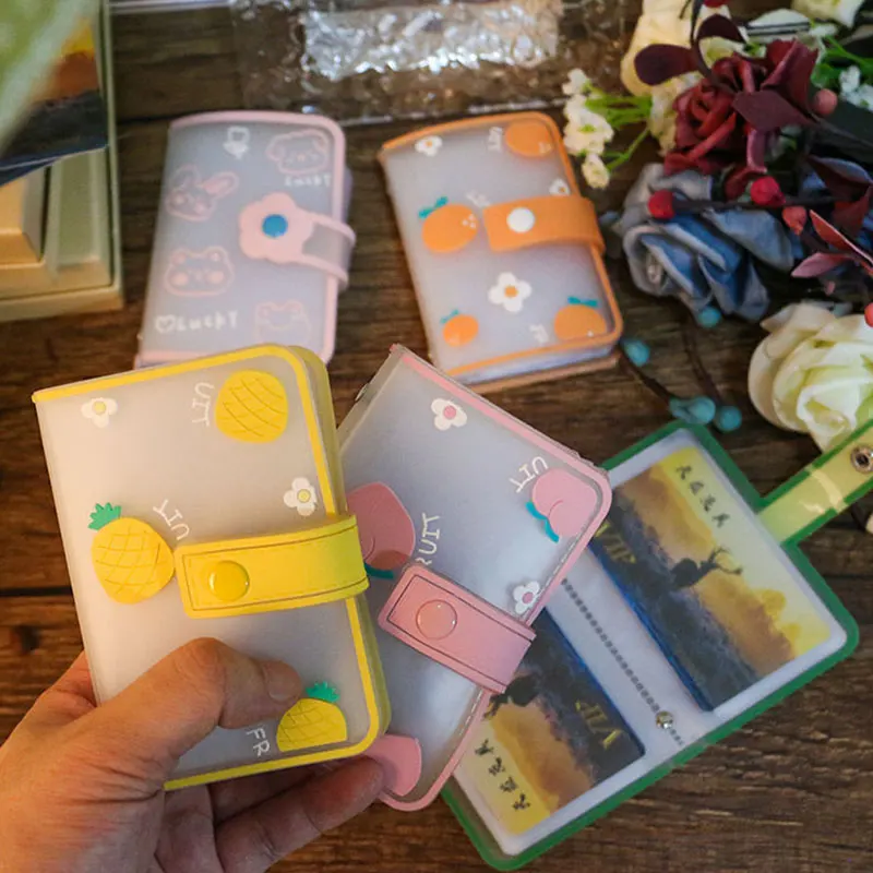 

20 Bits Card Holder Case Ultra-thin Matte Transparent Small Fresh Cartoon Card Holder Large-capacity Credit Passport Card Bag