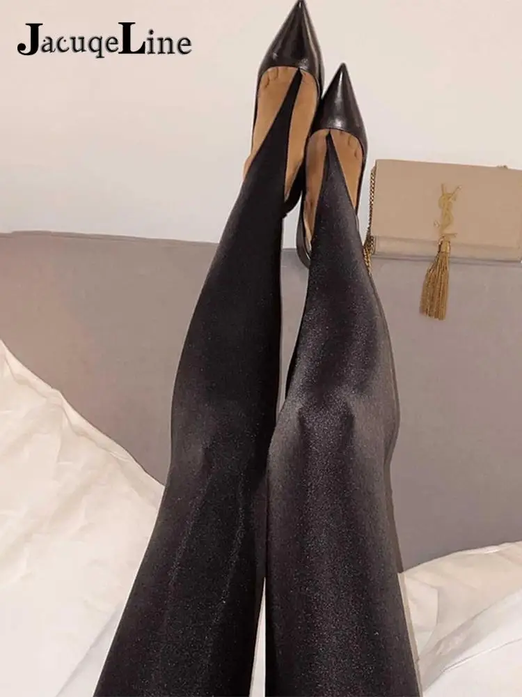 

Jacuqeline Spring Summer Fashion High Waist Pencil Pants Women Black Skinny Y2K Club Long Trouser Vintage Glitter Sexy Leggings