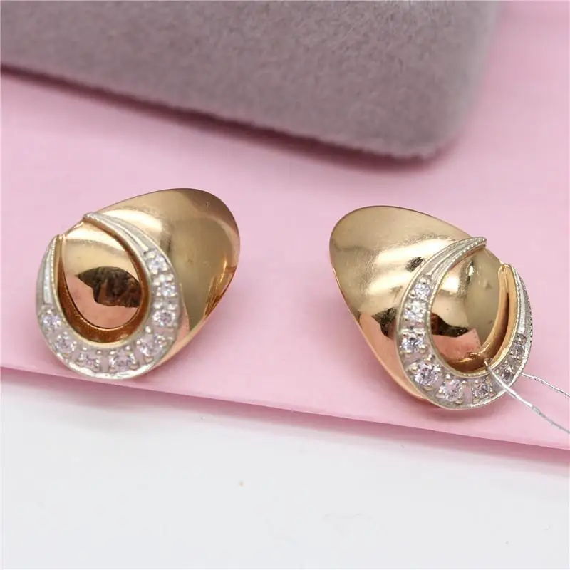 

Женские серьги из розового золота 585 пробы, с кристаллами