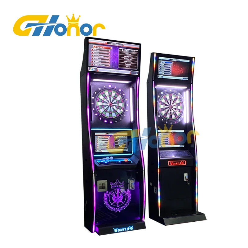 Online electric coin operated dart game machine with smart score calculating system