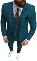 2 colours slim fit blazer sets for men 3 pieces men suit set smart business notch lapel wedding jacket with waistcoat and pants