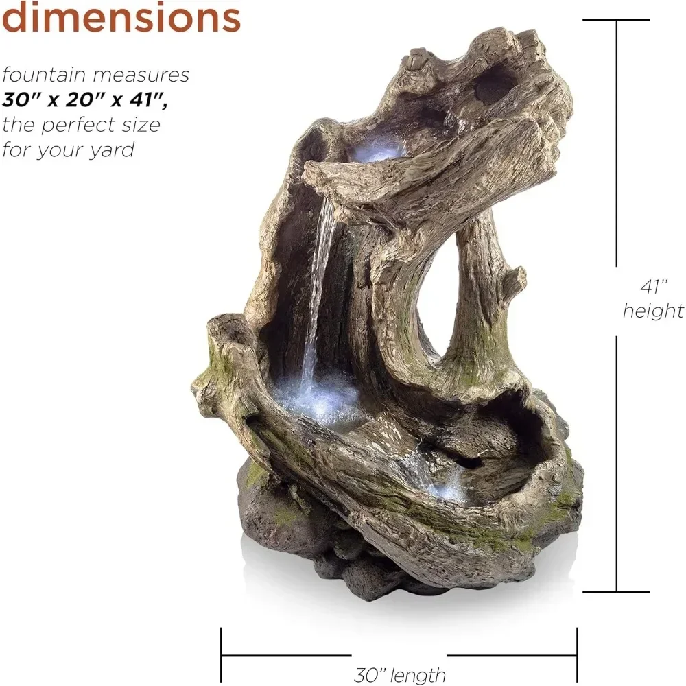 Уличный многоярусный фонтан с бревенчатым водопадом тропический водопад 41 дюйм