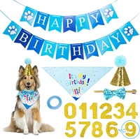 dog birthday party supplies dog birthday hat bandana scarf pet bow tie banner first birthday boy outfit for pet puppy cat blue