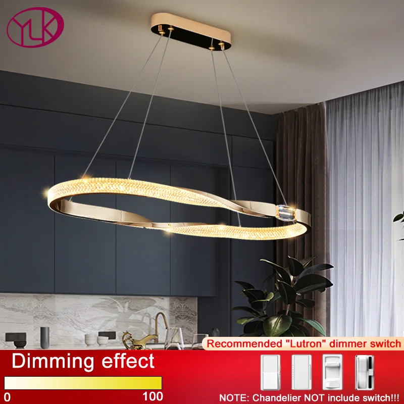 

Креативный дизайн, современная светодиодная Люстра для столовой, Роскошный домашний декор, Золотая хрустальная лампа, кухонный остров, подвесной светильник