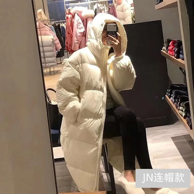 2022 Autumn Winter New Hooded Loose Down Jacket Womens Middle and Long Jiangnan White Duck Down Jacket Tide Womens Coat