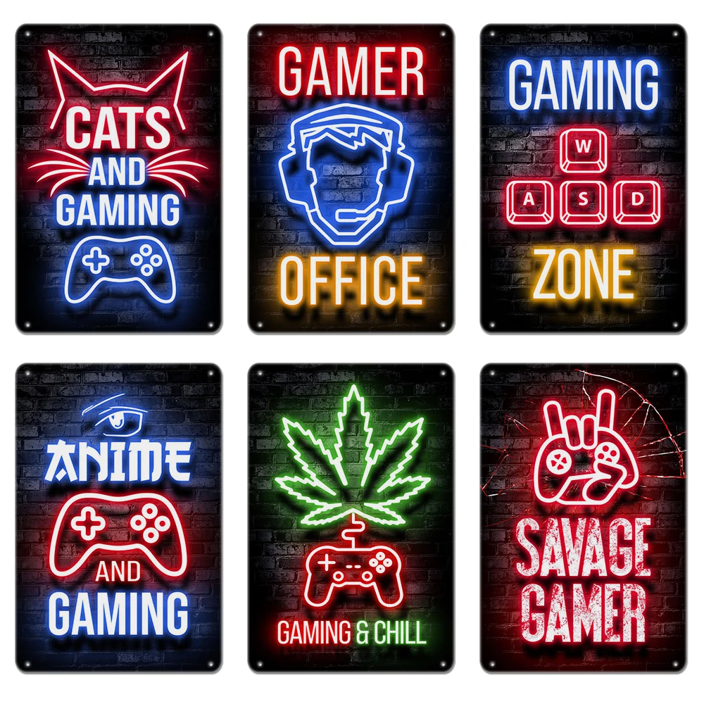 

Funny Gamer Quotes Tin Sign POSTER Metal Gaming Zone Letters Print Bar Toilet Decor Wall Art Home Decoration Painting POSTERS