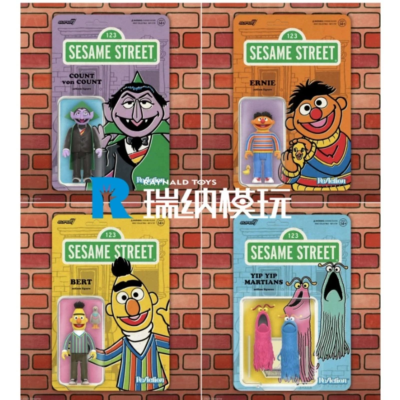 В наличииСупер7 1/18 Реакционная фигурка Классический мультфильм Улица Сезам Эрни