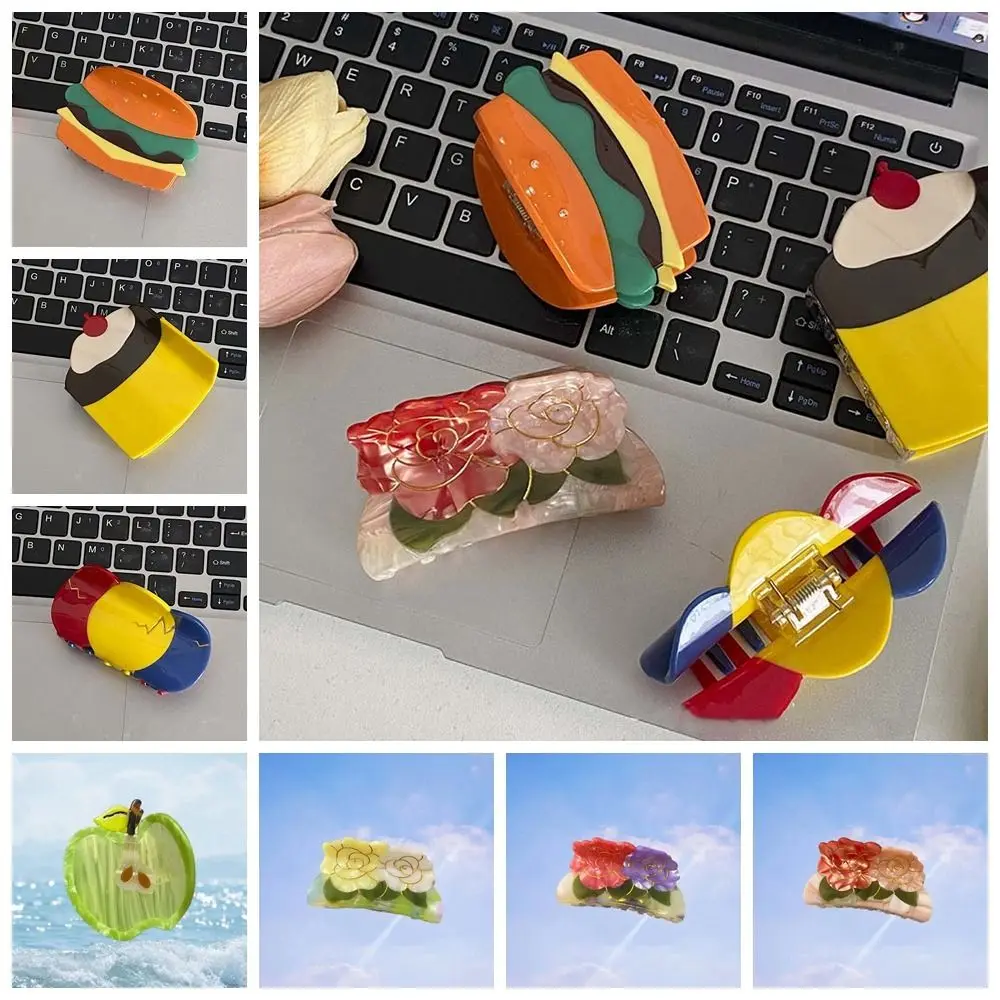 

Fruits Acetic Acid Hair Claw Unique Flower Acetate Hair Clip Shark Clip Girl