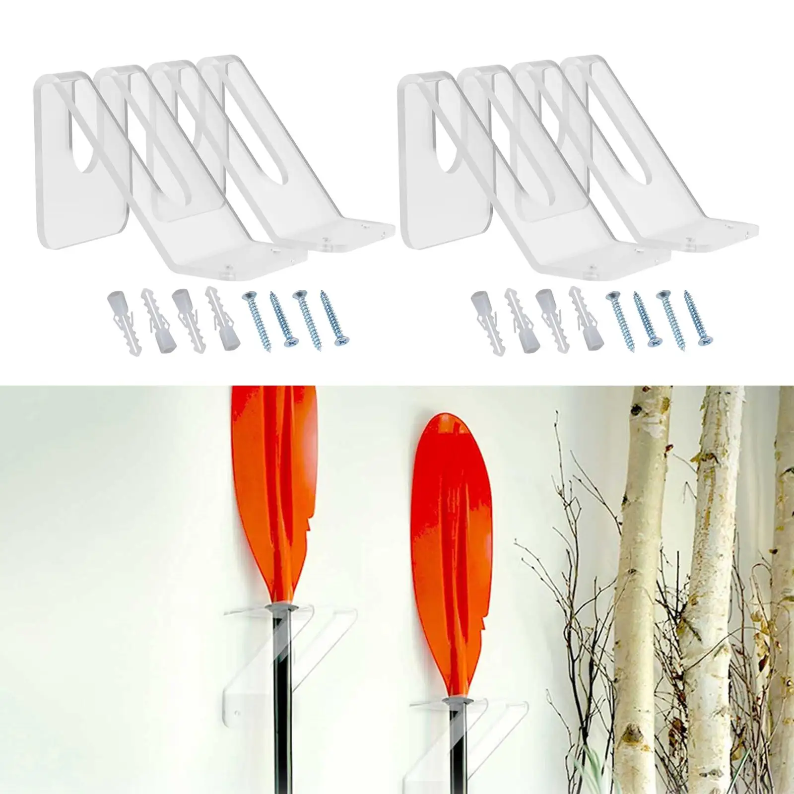 

1 Pair Kayaking Paddle Holder Canoe Rowing Holder Stock Shelf Acrylic