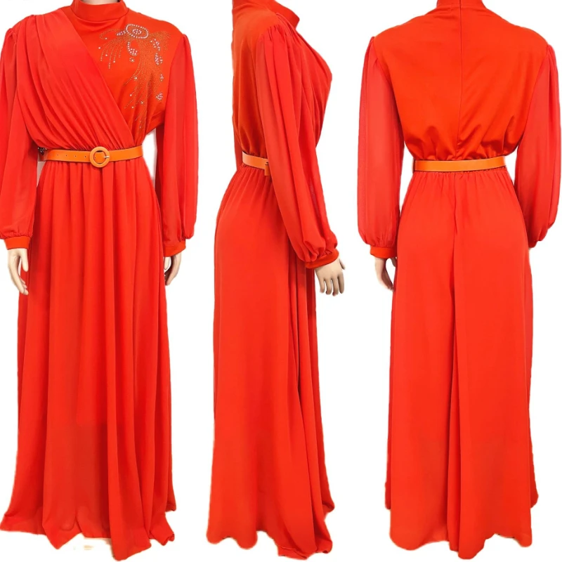 

Новое Африканское Дашики, женская мода, абайя, стильная шифоновая ткань, горячее сверление, Свободное длинное платье, свободный размер