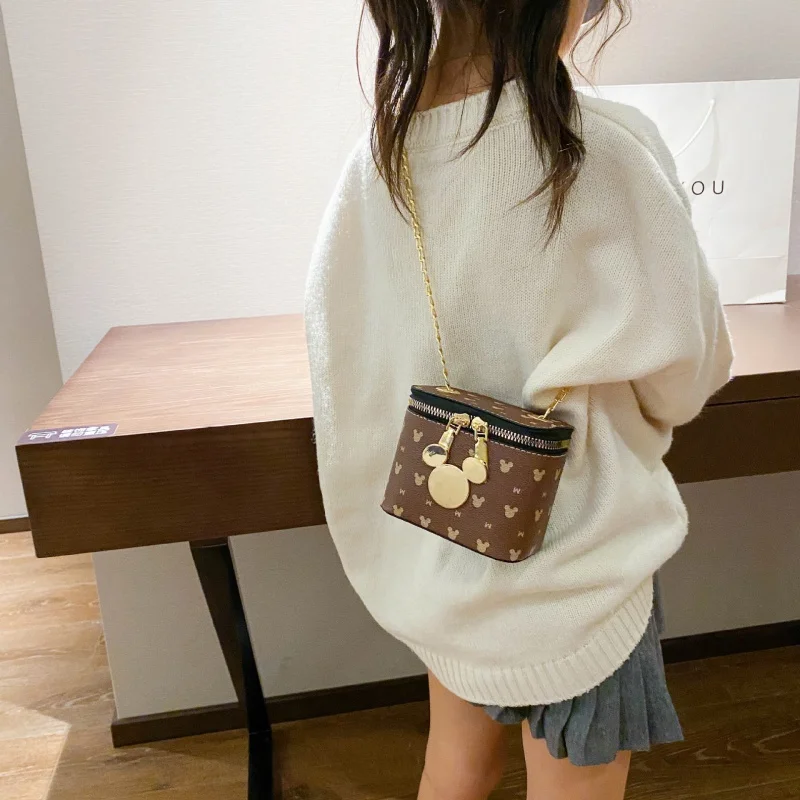 Disney Fashion handbag hot style cartoon Mickey Mouse children girls shoulder messenger square bucket change bag