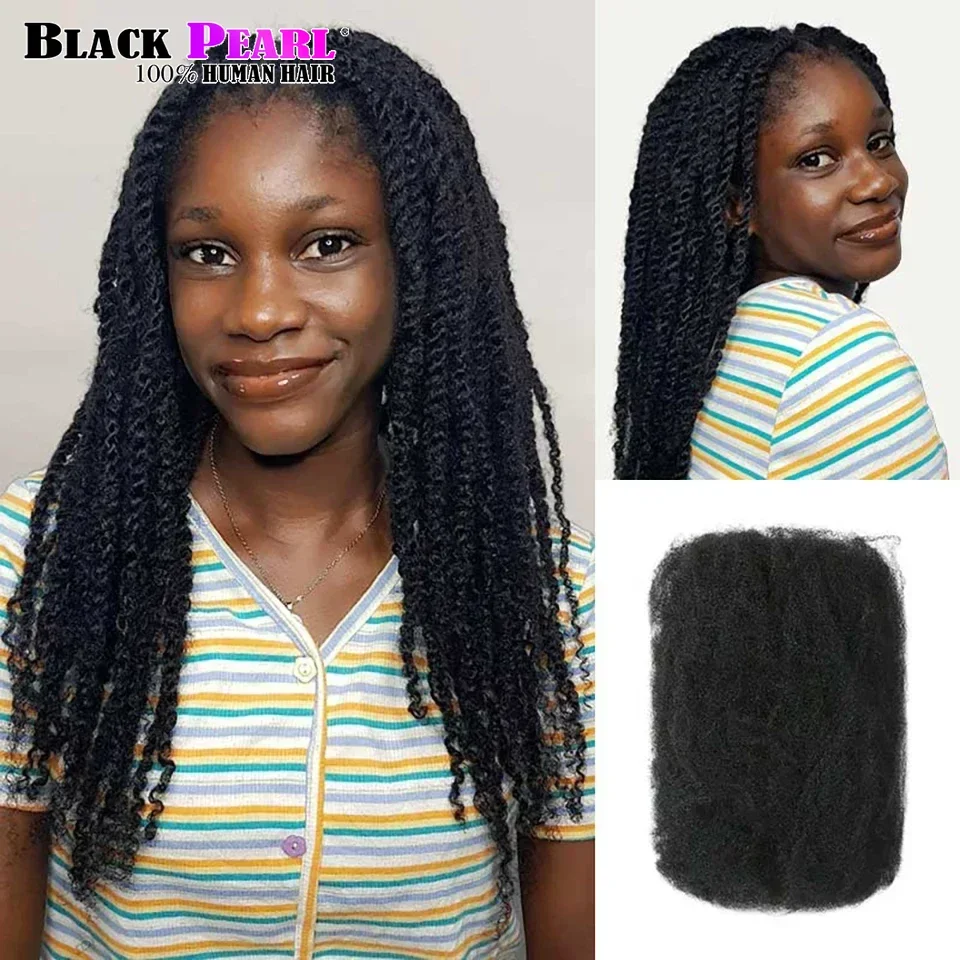 QVR Kinky Bulk Human Hair 22" Afro kinky Curly For Braiding 1 Bundle 50g/pc Natural Color Braids No Weft