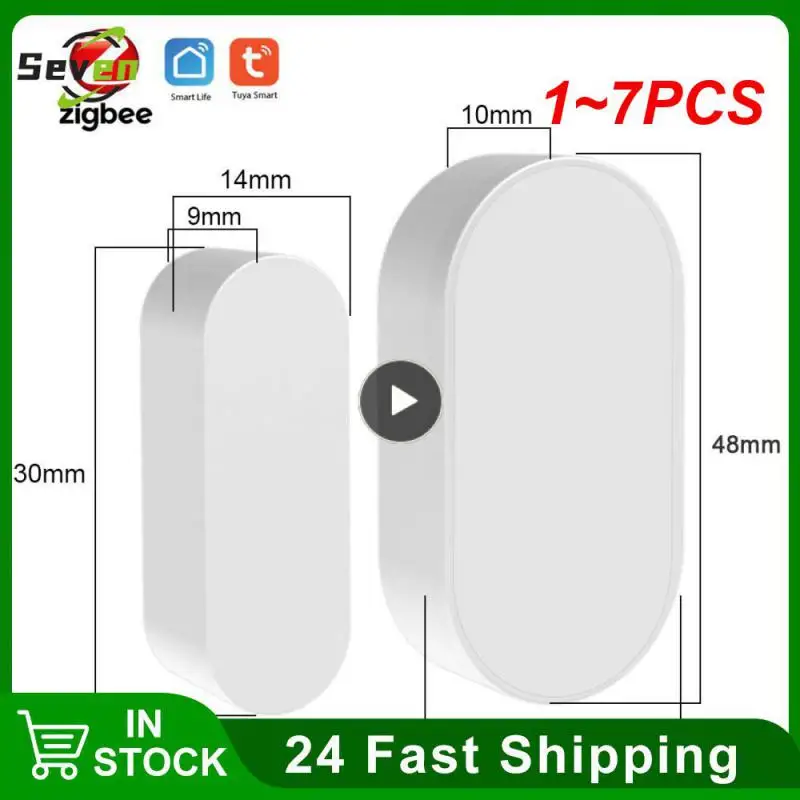 

Умный датчик окон и дверей Tuya Zigbee 3,0, 1-7 шт., детекторы Zigbee2MQTT, защита безопасности, управление через приложение через Alexa