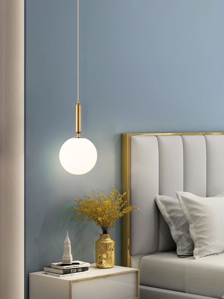 

Скандинавская лампа для спальни, Современная Минималистичная люстра для спальни, прикроватная стеклянная подвеска для крыльца