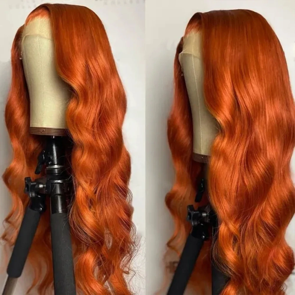 

13x4 Ginger Orange Lace Front Wigs Human Hair Pre Plucked Peruvian Remy 4x4 Closure Wigs Body Wave 150 Density 13x1 T Part Wig