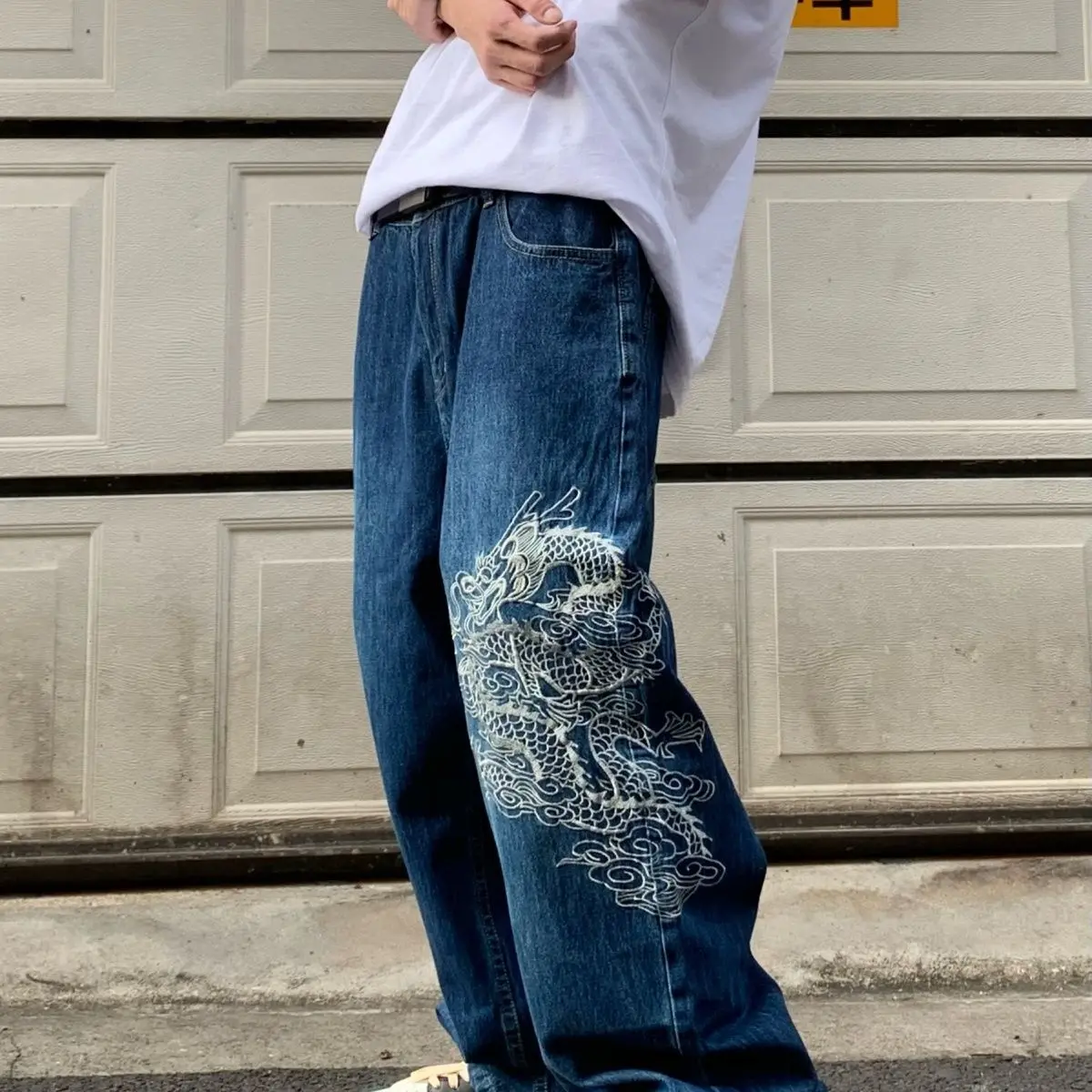 NEW Y2K Man Loose Jeans American vintage Hiphop Skateboard Baggy Denim Pants Street Dance Hip Hop Rap Male Embroidery Trouses