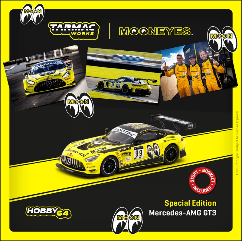 

Tarmac Works x Mooneyes 1:64 MB GT3 Indianapolis 8h Craft-Bamboo Racing #99 2021 Die-Cast Car Model Collection Miniature