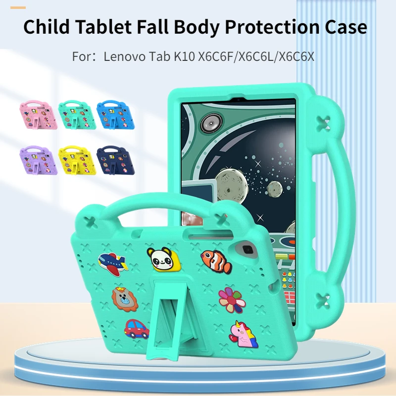 

For Lenovo Tab K10 TB-X6C6X 10.3inch Kids Safe EVA Tablet Cartoon Cover For TB-X6C6L/X6C6F Full Body Shockproof Portable Case