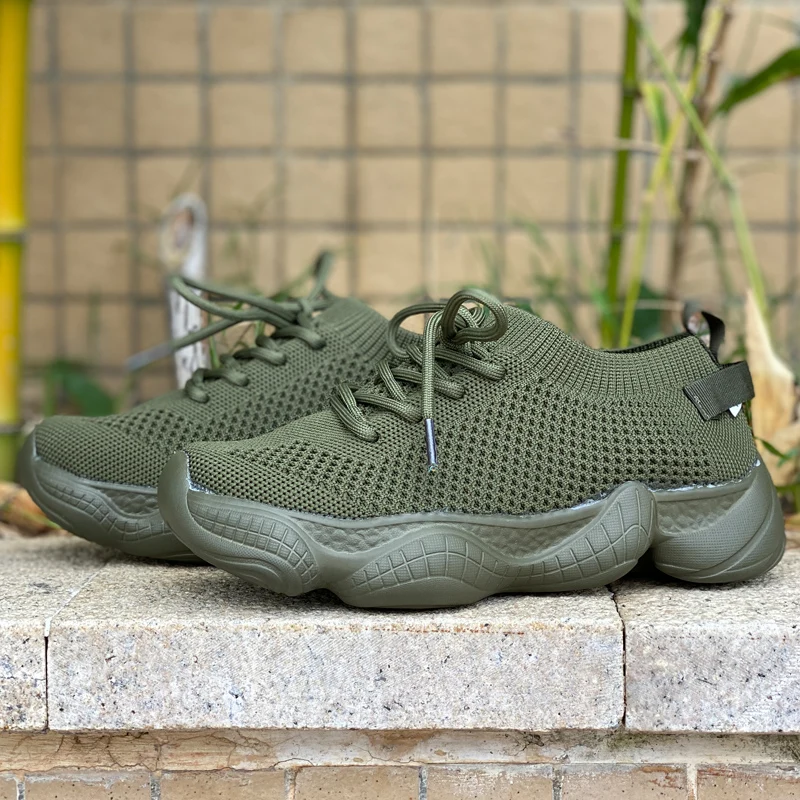 Women Sneakers Outdoor Platform Walking Shoes Knitted Casual Trendy Trekking Shoes Famale Sneakers Plus Size 35-44