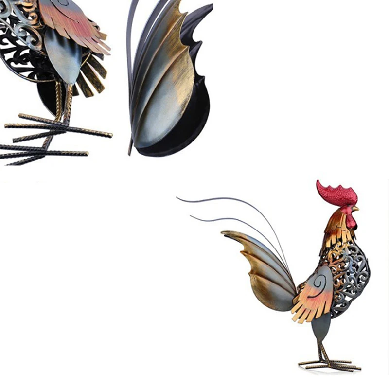 

2022 Metal Figurine Rooster Sculpture Carved Iron Rooster Home Furnishing Articles Artwork Home Decoration