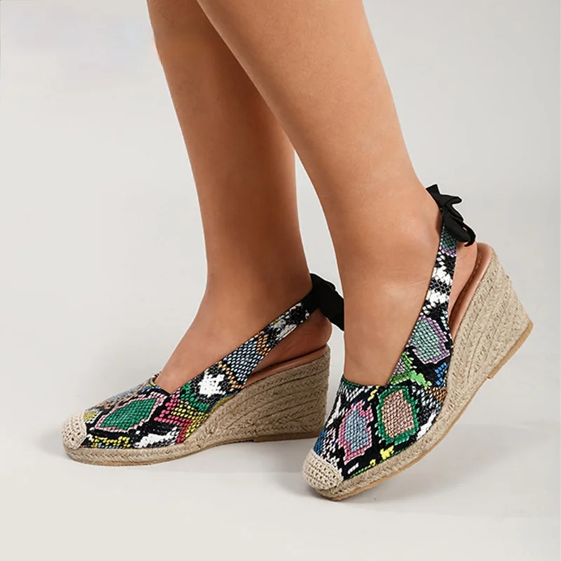 

Women Wedges Sandals Slip On Closed Toe Platform Espadrille Sandals Female Serpentine Straw Bottom Summer Shoes Ladies Casual