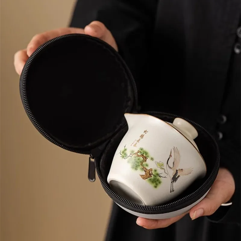 Дорожный чайный сервиз Rice White Ru Kiln керамическая минималистичная чашка Kuaike