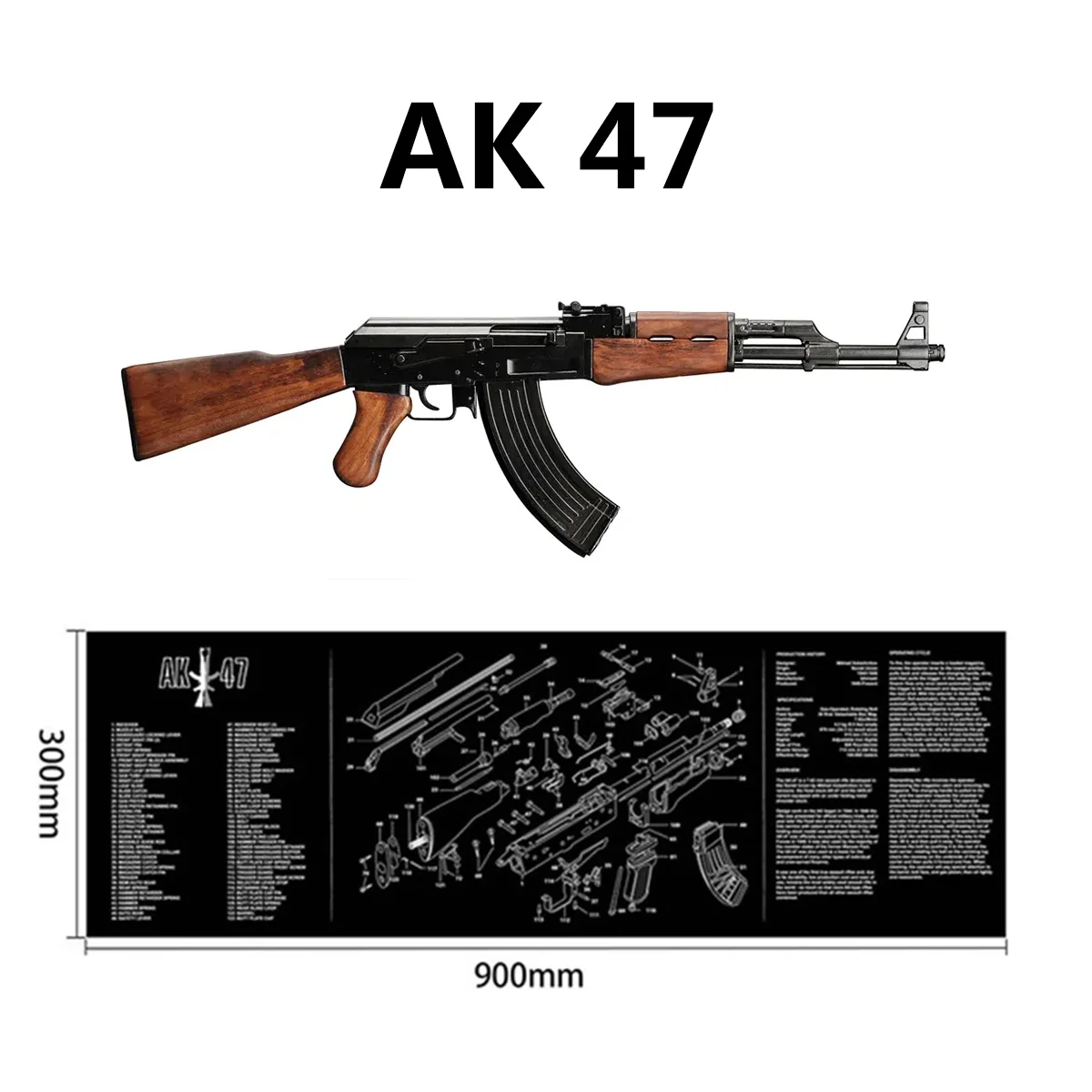 Резиновый коврик для мыши AR15 AK47 черный чистки пистолета наподобия 870 Mauser K98k Glock Gen5
