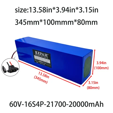 ❤️ 60 В, 20 Ач, новый литиевый аккумулятор 21700, 16S4P, 1800 Вт, для мотоцикла высокой мощности, трехколесного велосипеда, резервное солнечное хранилище, BMS 🔋 ✅