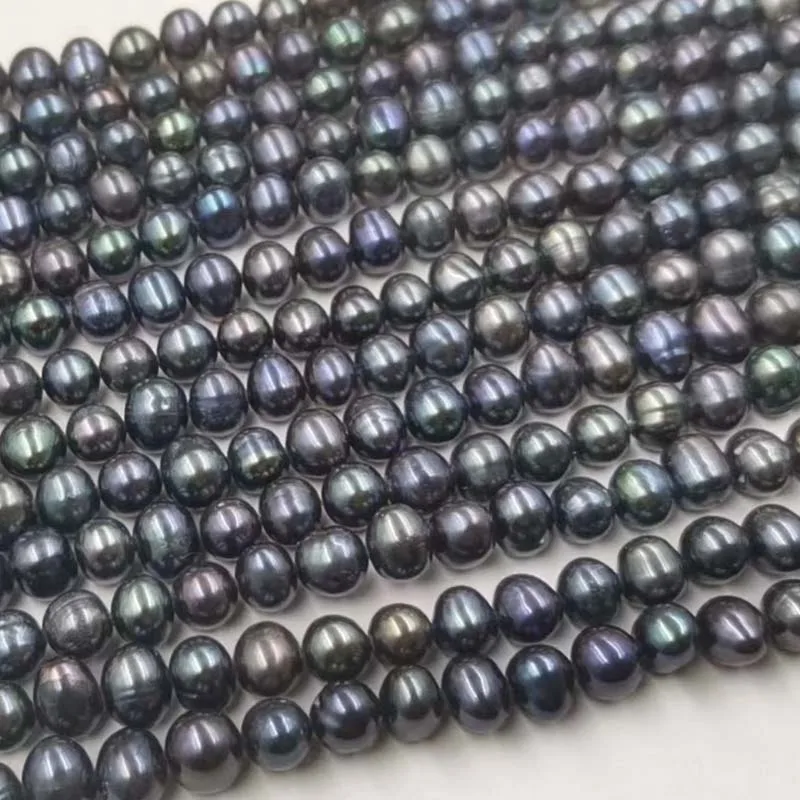 

Wholesale 13 Strands 6-7mm Peacock Black Freshwater Pearl Loose Strings