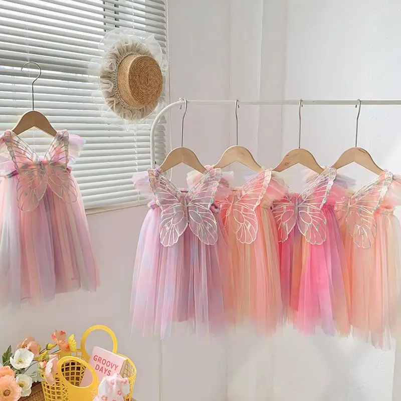 

Colorful Summer Baby Girls' Dresses A Line Butterfly Kids Clothes