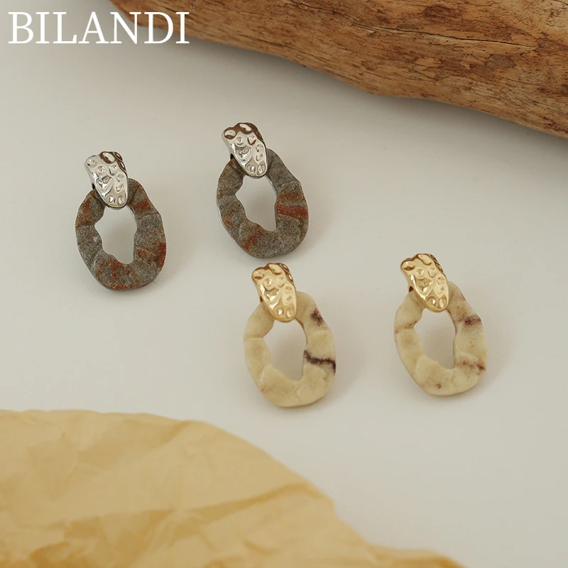 

Bilandi Modern Jewelry Irregular Resin Earrings 2022 New Trend Vintage Temperament Drop Earrings For Women Party Gifts