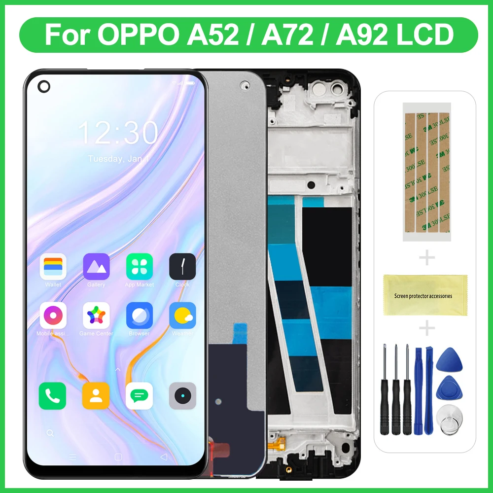 Оригинальный ЖК-дисплей для Oppo A72 A92, сменный сенсорный экран с рамкой и дигитайзером, дисплей для Oppo A52 CPH2059 CPH2067 CPH2069