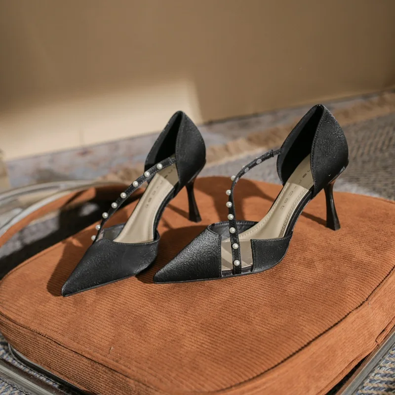 

Женские туфли на высоком каблуке-шпильке, новинка 2022, Универсальные женские туфли с вырезами и острым носком