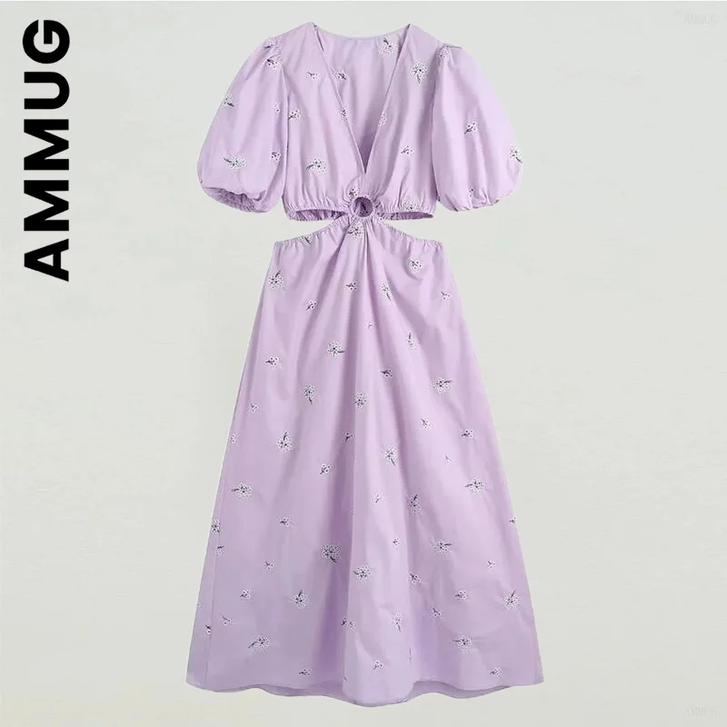 

Женское платье Ammug, Новое Элегантное женское платье с пышными рукавами и открытой спиной, женские платья, праздничные Базовые платья для жен...