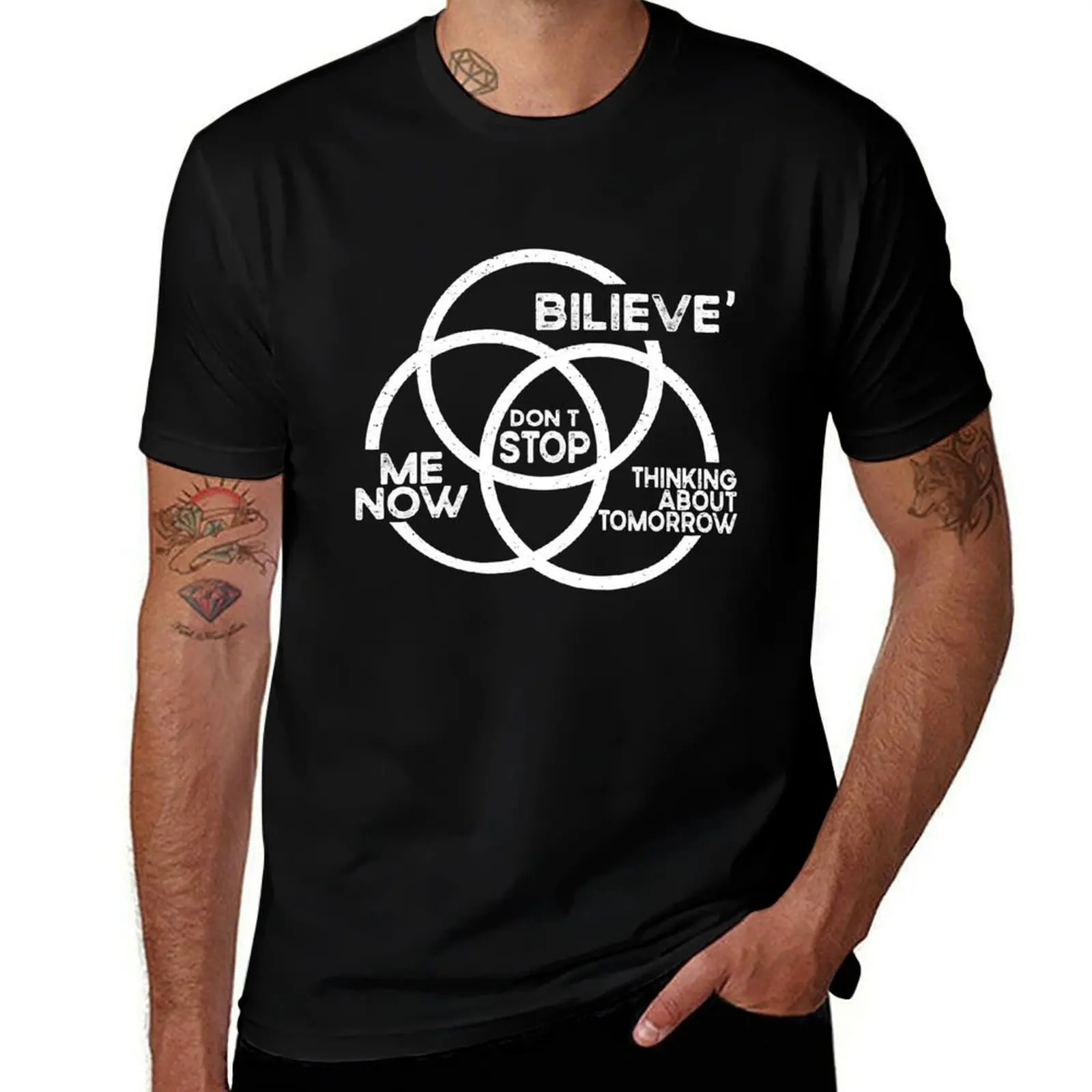 Фото Don't Stop Music Lover Venn Diagram For Rock Music Fan Подарочная футболка мужская повседневная футболка для мужчин облегающая футболка №1