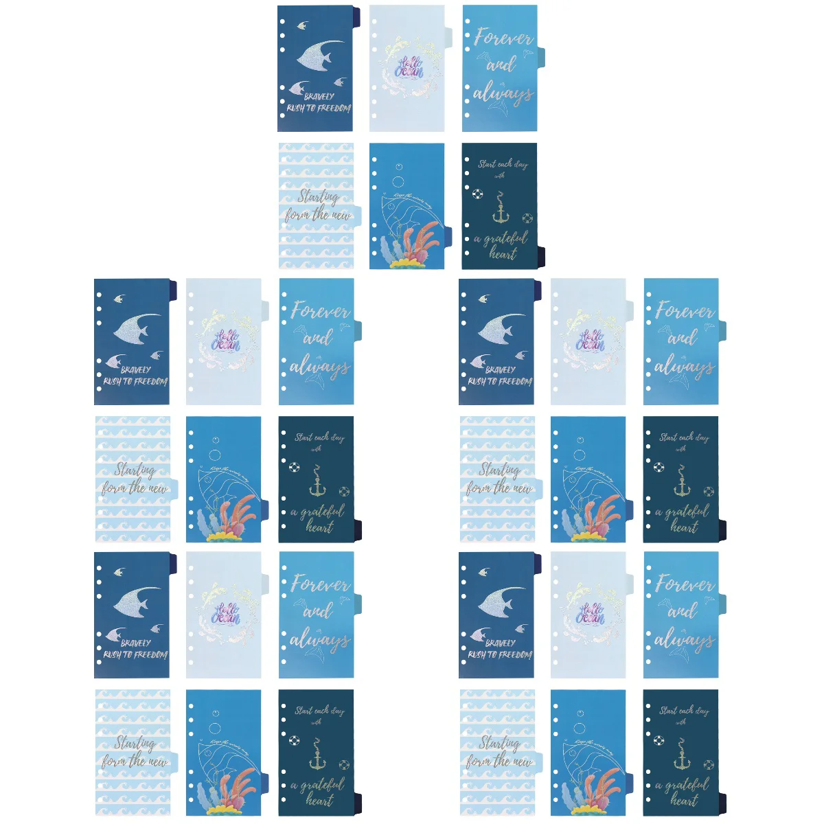 

30 заправляемых бумажных перегородков для бумаги в океаническом стиле