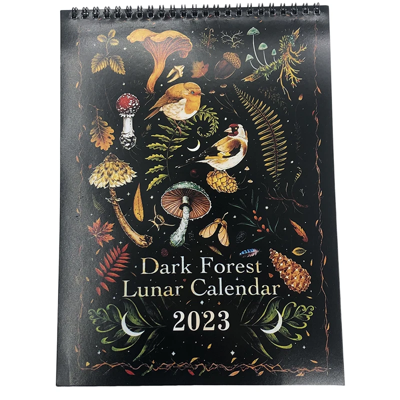 

2023 Dark Forest Calendar Creative Illustrated Wall Lunar Calendar Waterproof Color Ink Wash Art Astrology Moon Calendar Gift