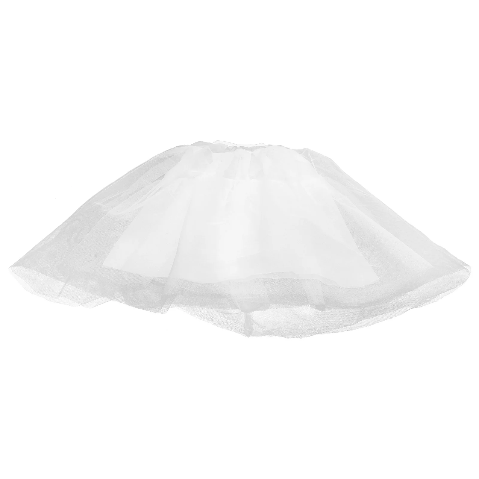 

Women Bride Petticoat Crinoline Underskirts Wedding Boneless Skirt Four-Layer Gauze Fluffy Elastic Waistband With Straps (White)