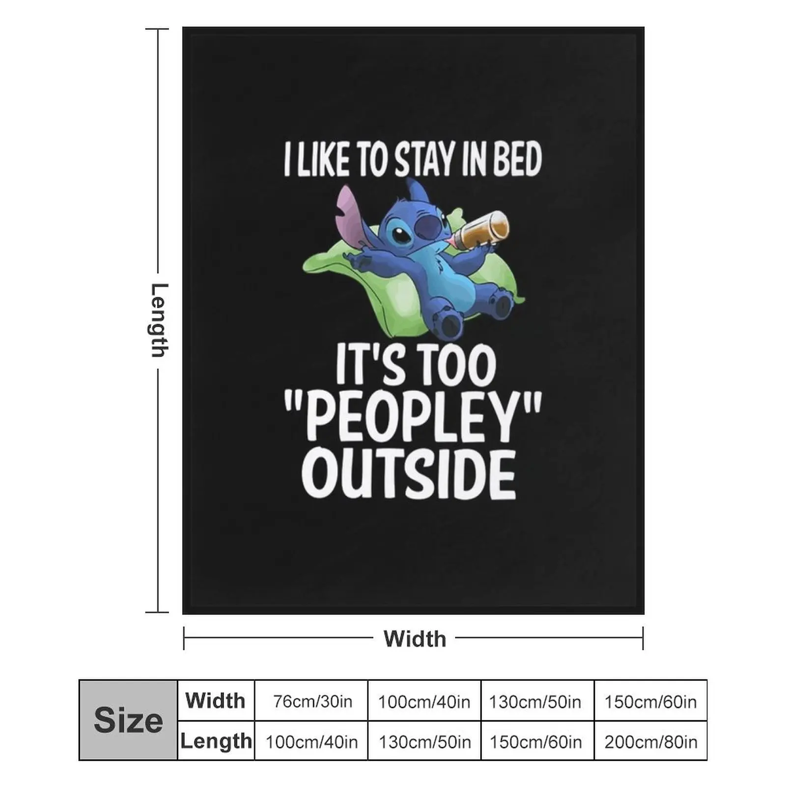 S t i c h I Like To Stay In Bed It's Too Peopley Наружное одеяло Фланелевые одеяла