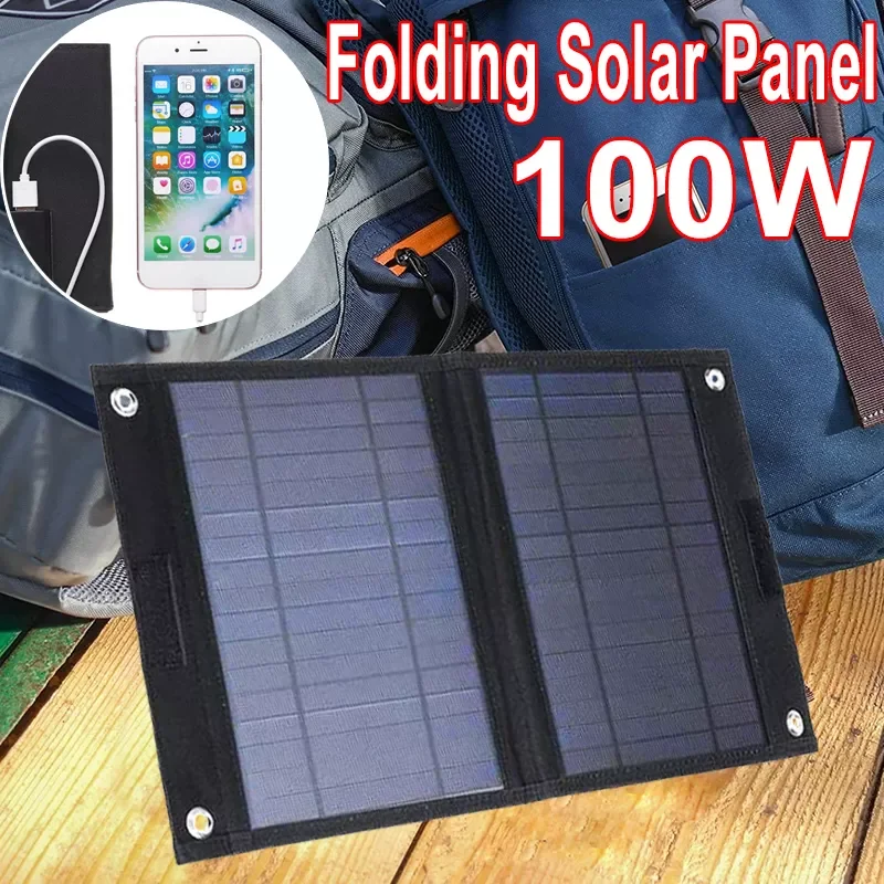 

NEW Folding Solar Panel 12V Waterproof Portable Backup Power Outdoor Battery Charger for Mobile Phone Camp Hiking RV Car Cells