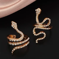 punk full clear cz curved snake rings for men boho retro cute golden zircon snake ring women fashion jewelry accessory girl gift