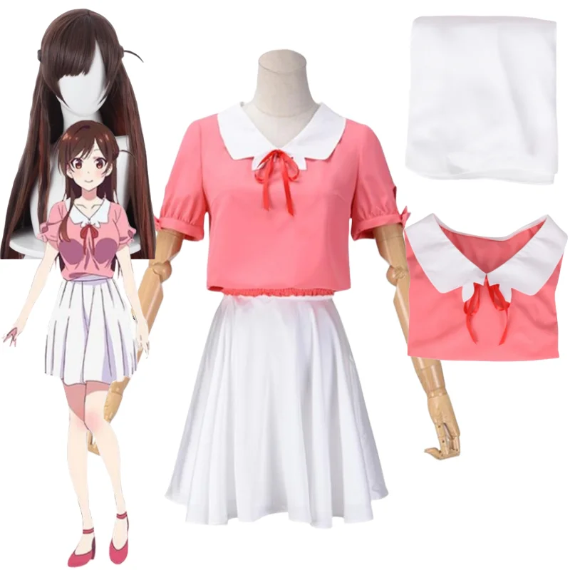 

Anime Kanojo Okarishimasu Rent-a-girlfriend Mizuhara Ichinose Chizuru Chizuru Cosplay Wig Top Skirt Outfit Halloween Costumes
