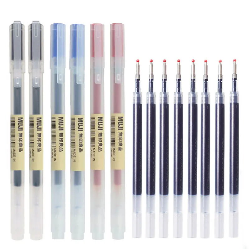 

0.38/0.5mm Fine Gel Pen Blue/Black Ink Refills Rod Handle MUJIs Pens School Ballpoint Office Student Writing Japan Stationery