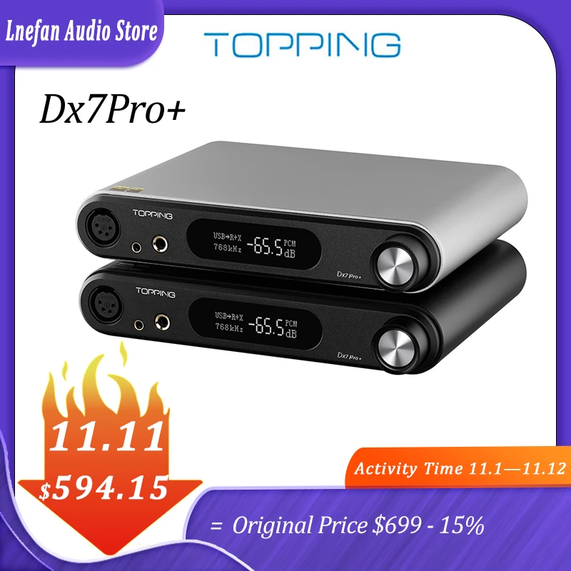 

TOPPING DX7 PRO Plus DAC Headphone Amplifier ES9038PRO Hi-Res Audio Decoder USB DSD512 32Bit M768kHz Bluetooth 5.1 LDAC NFCA AMP